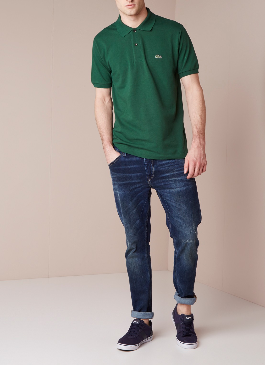 Lacoste Regular fit polo van piqué katoen - voorkant 2 groen