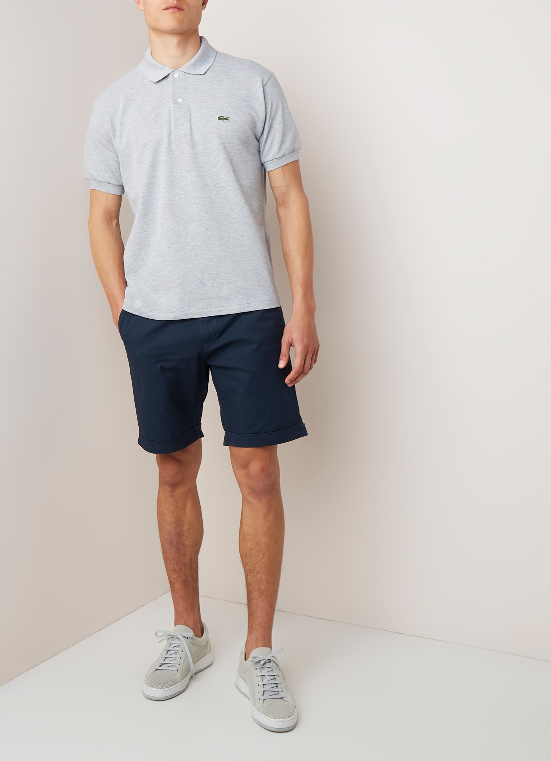 Lacoste Regular fit polo van piqué katoen  - voorkant 4 lichtgrijs