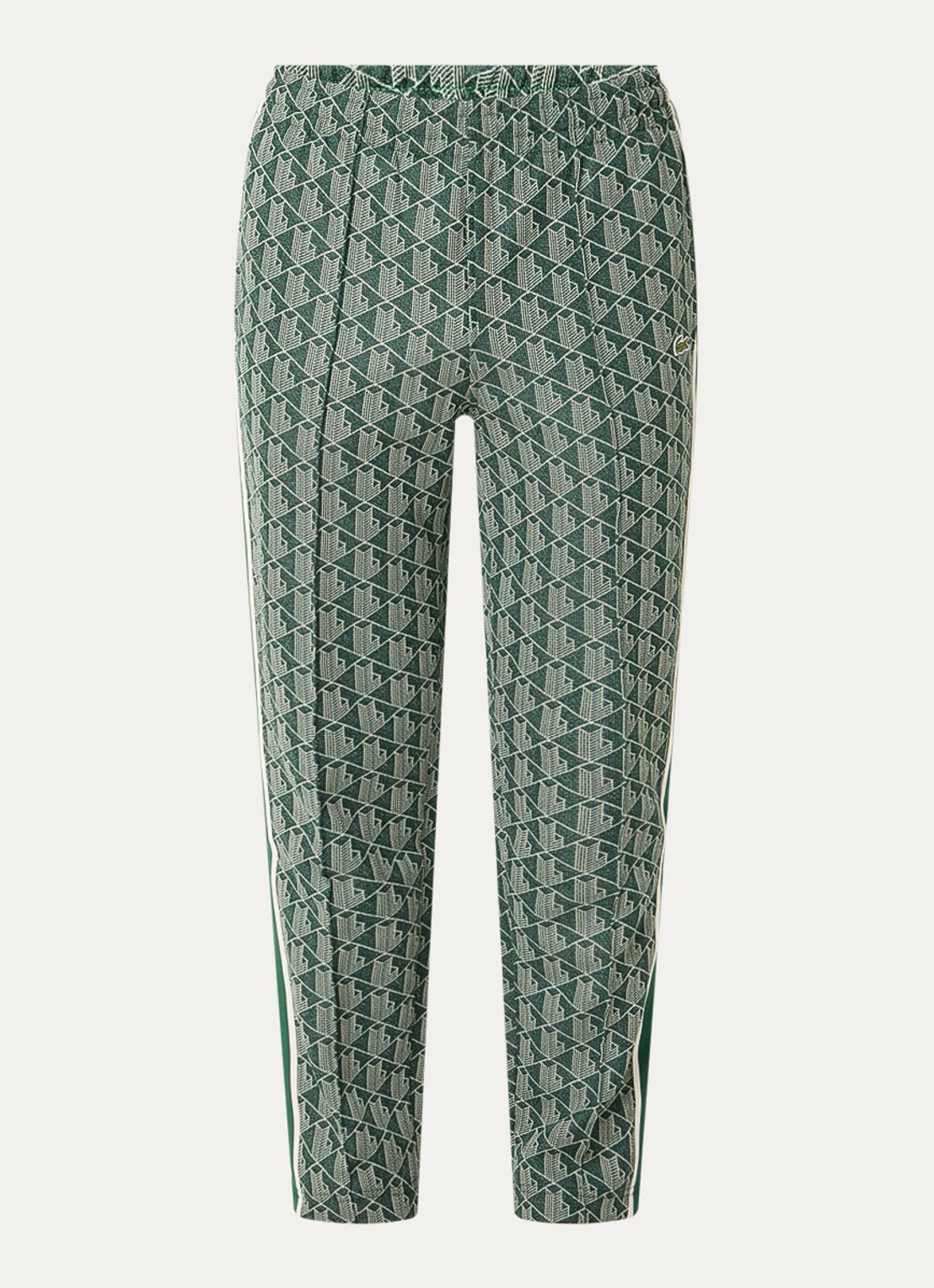 Lacoste Slim fit joggingsbroek met print en steekzakken - voorkant groen