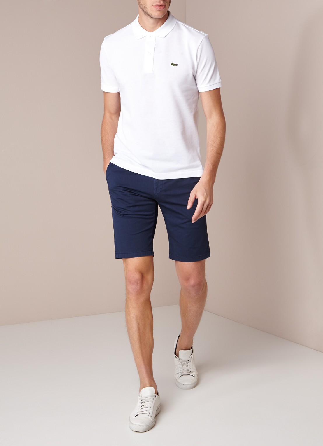 Lacoste Slim fit polo van piqué katoen - voorkant 4 wit