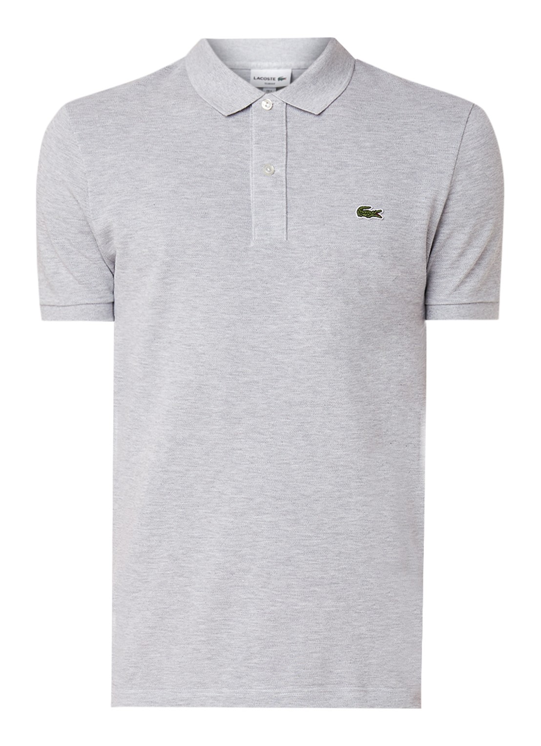 Lacoste Slim fit polo van piqué katoen - voorkant 3 lichtgrijs