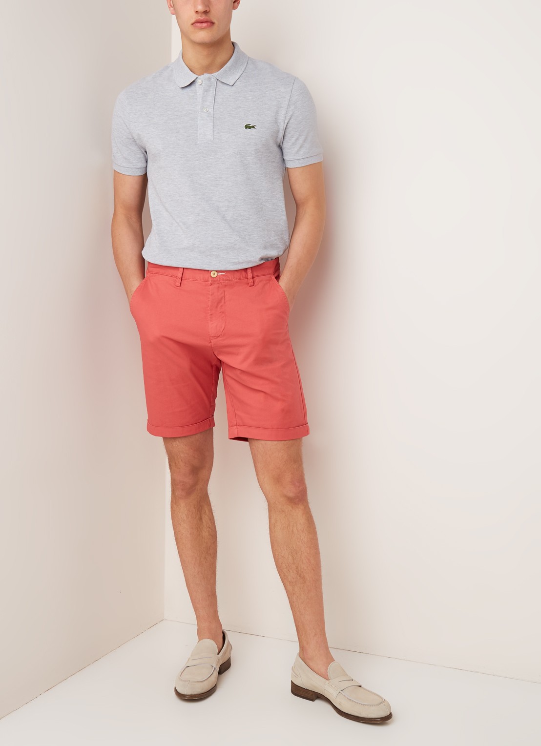 Lacoste Slim fit polo van piqué katoen - voorkant 4 lichtgrijs