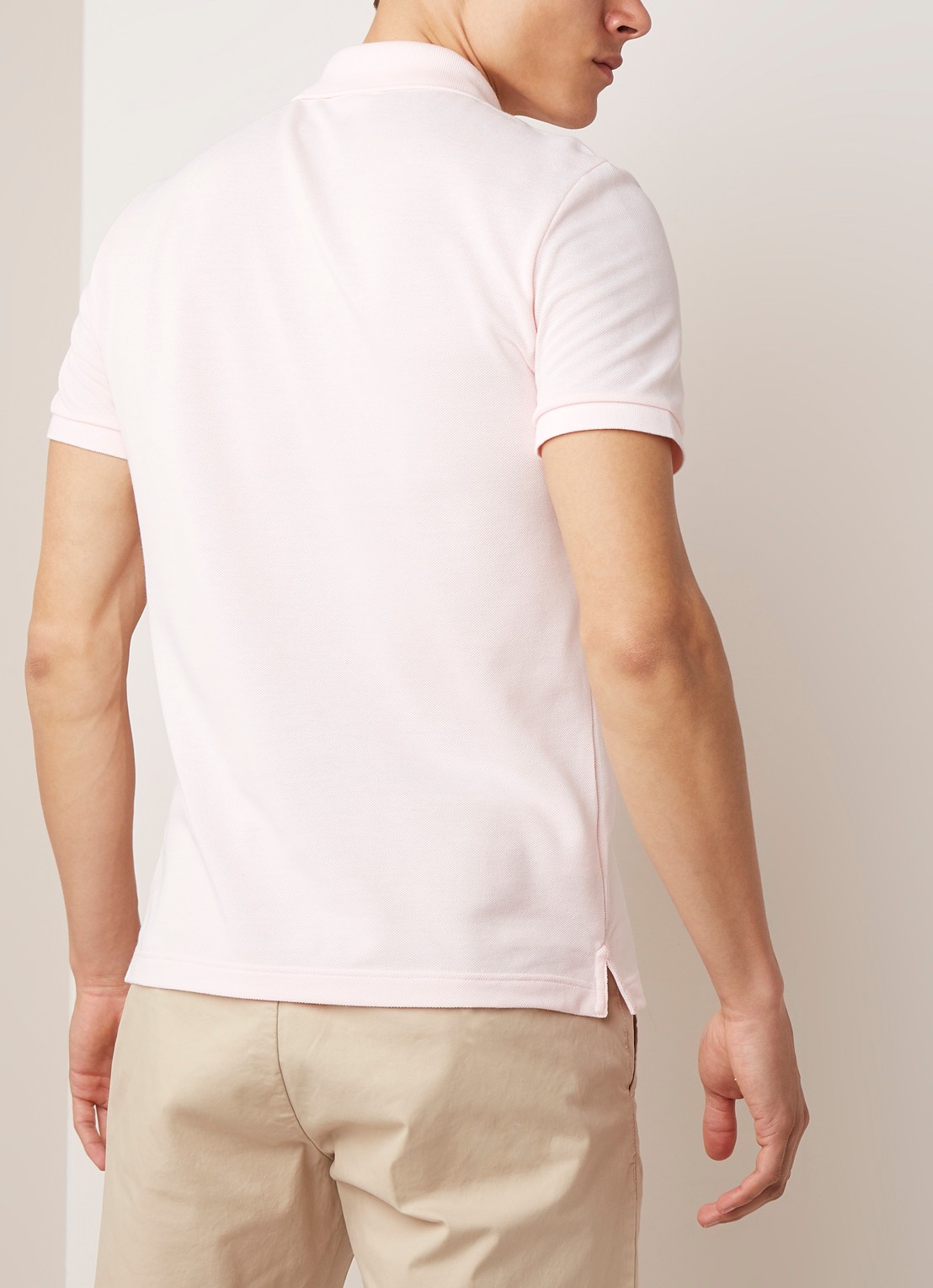 Lacoste Slim fit polo van piqué katoen - achterkant lichtroze