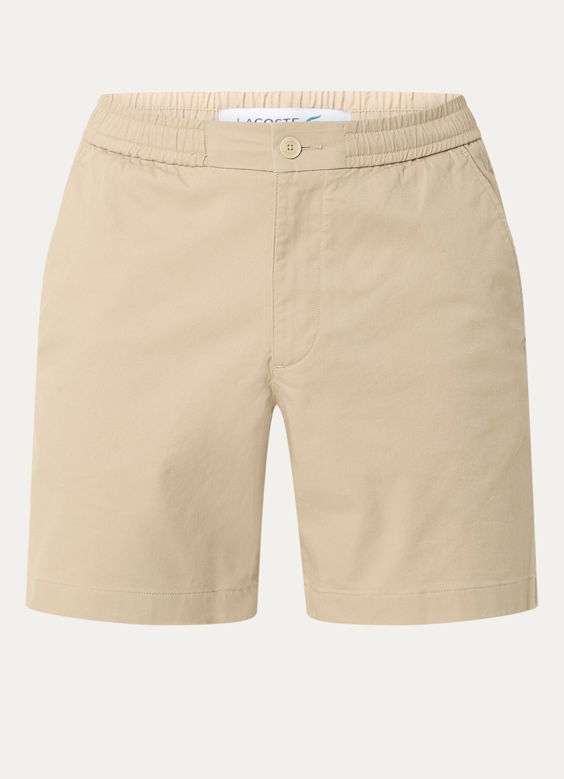 Lacoste Straight fit korte joggingbroek met logo en steekzakken - voorkant 2 beige