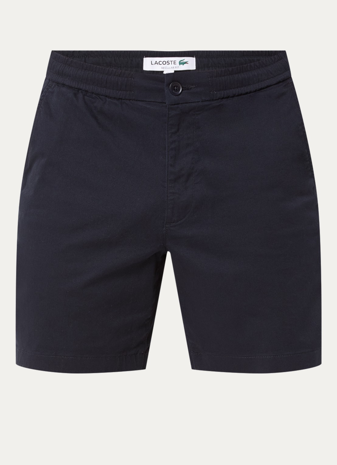 Lacoste Straight fit korte joggingbroek met logo en steekzakken - voorkant donkerblauw