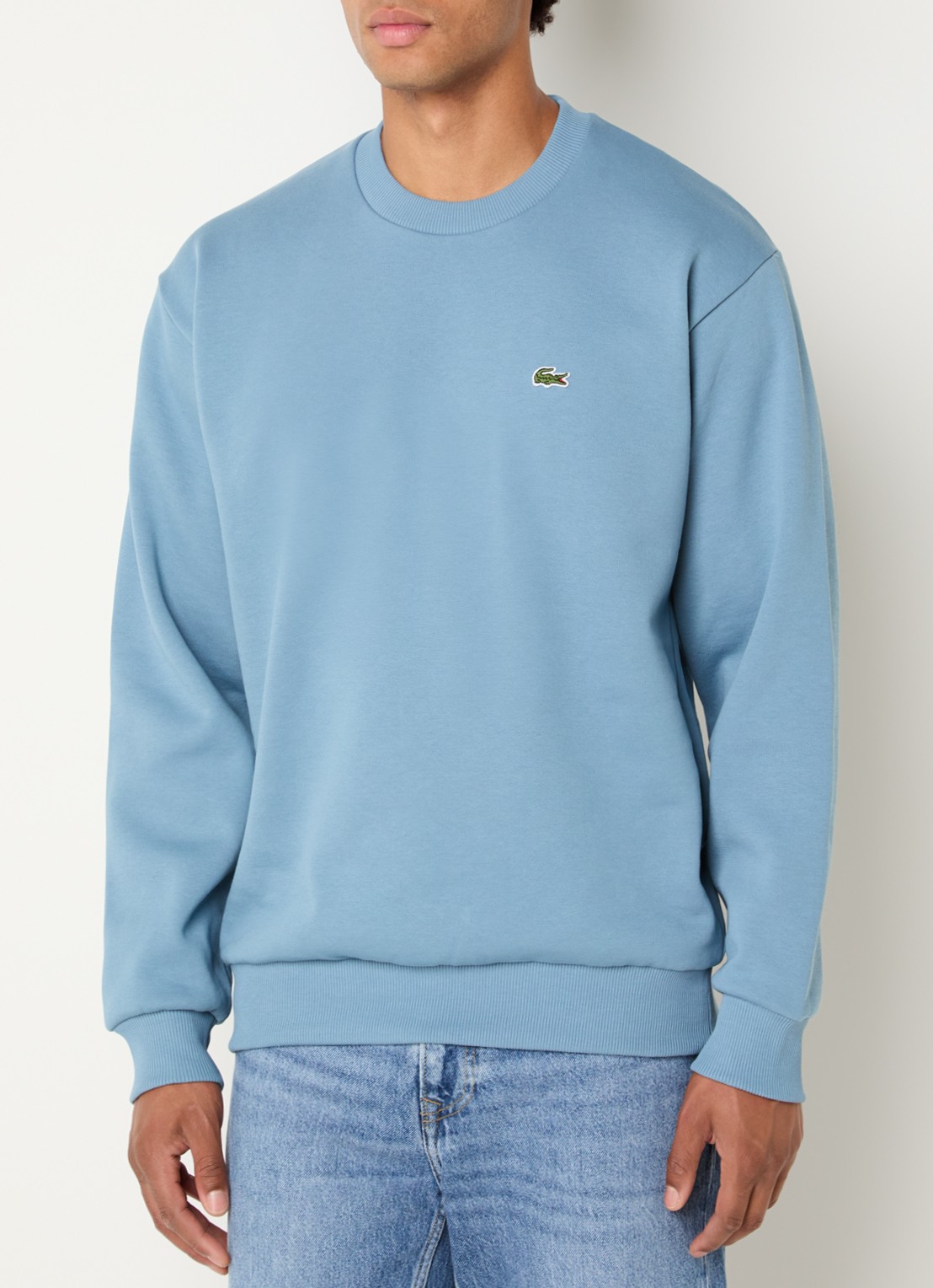 Lacoste Sweater met logo en ronde hals - detail blauw