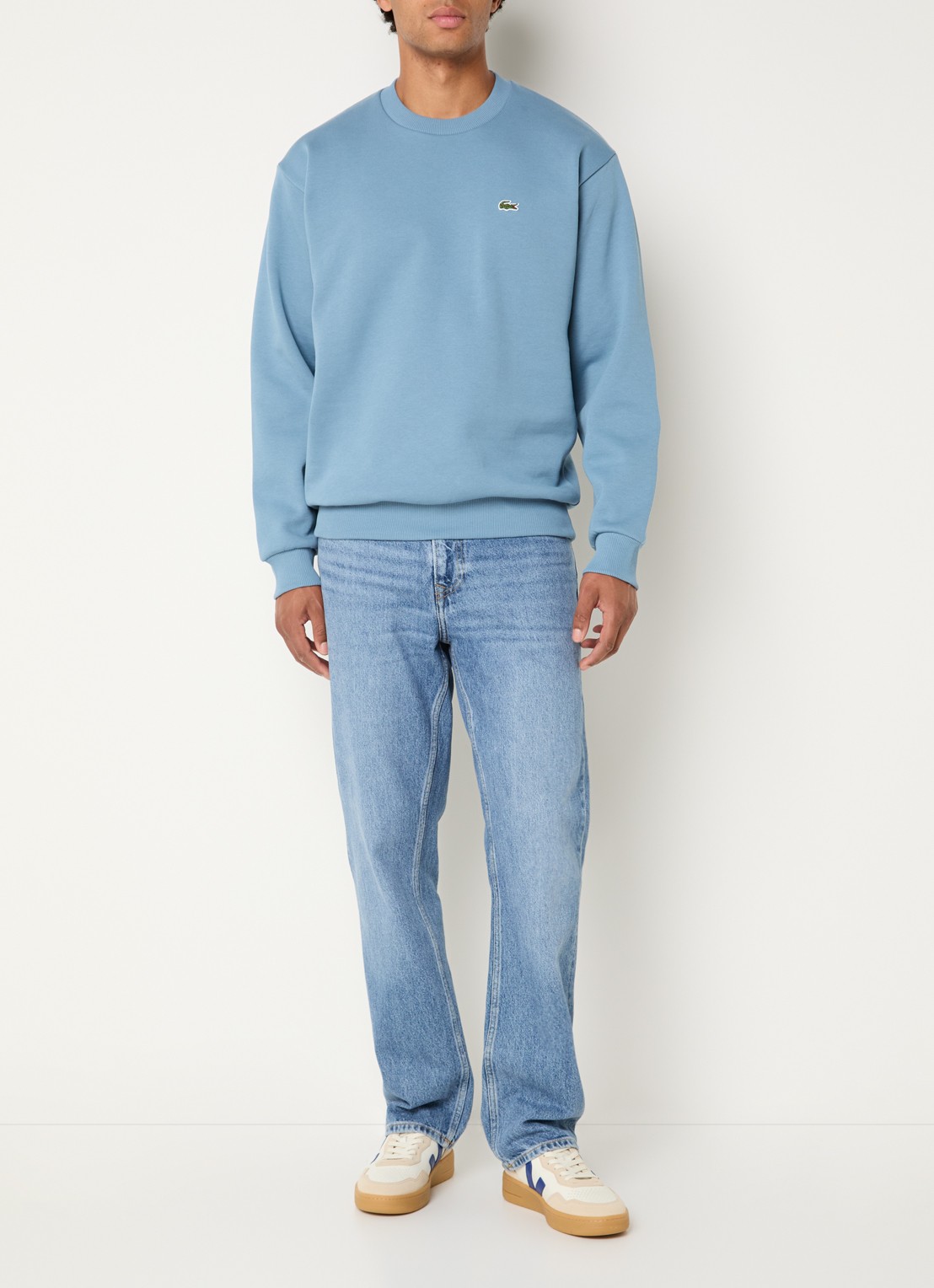 Lacoste Sweater met logo en ronde hals - voorkant 4 blauw