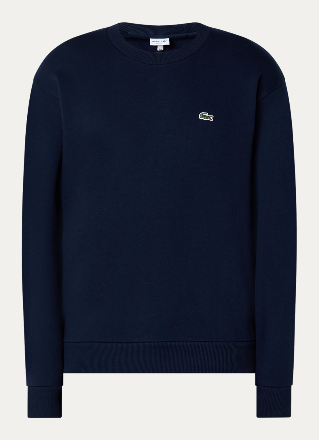 Lacoste Sweater met logo en ronde hals - voorkant 2 donkerblauw