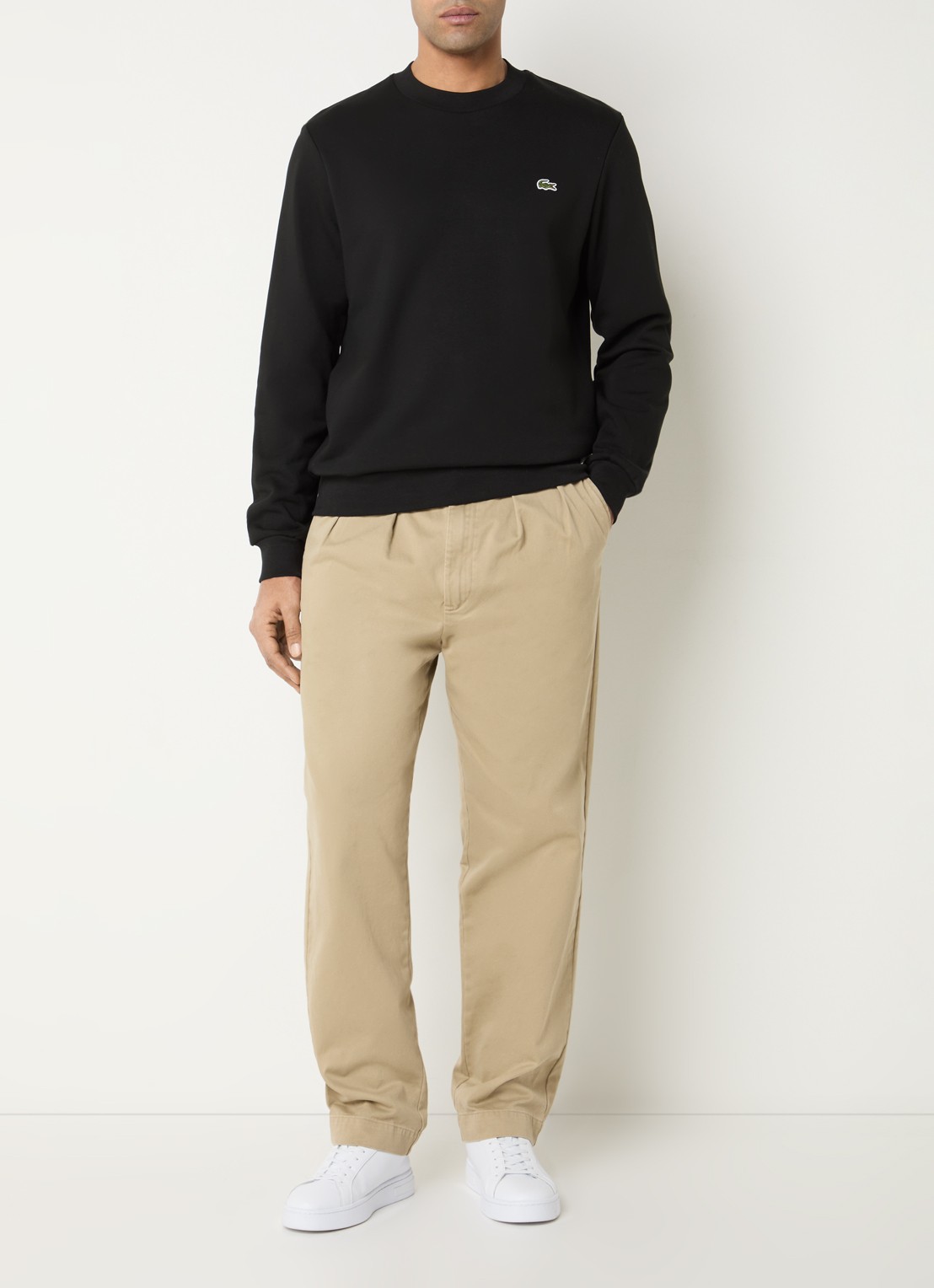 Lacoste Sweater met logo - voorkant 3 zwart
