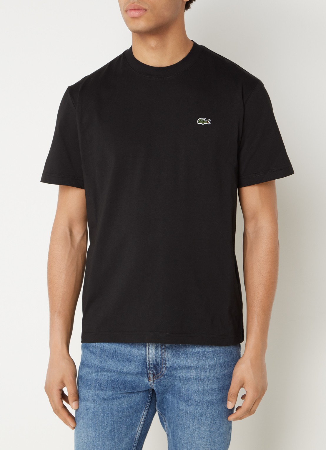 Lacoste T-shirt met logoborduring  - detail 4 zwart