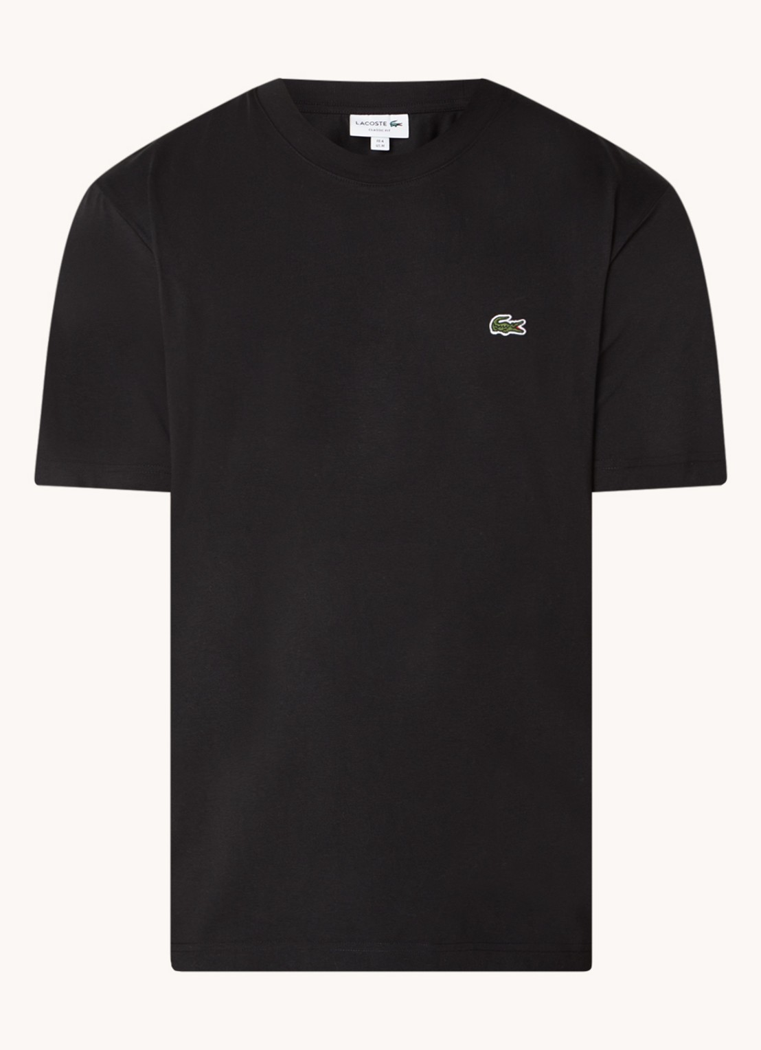 Lacoste T-shirt met logoborduring  - voorkant zwart