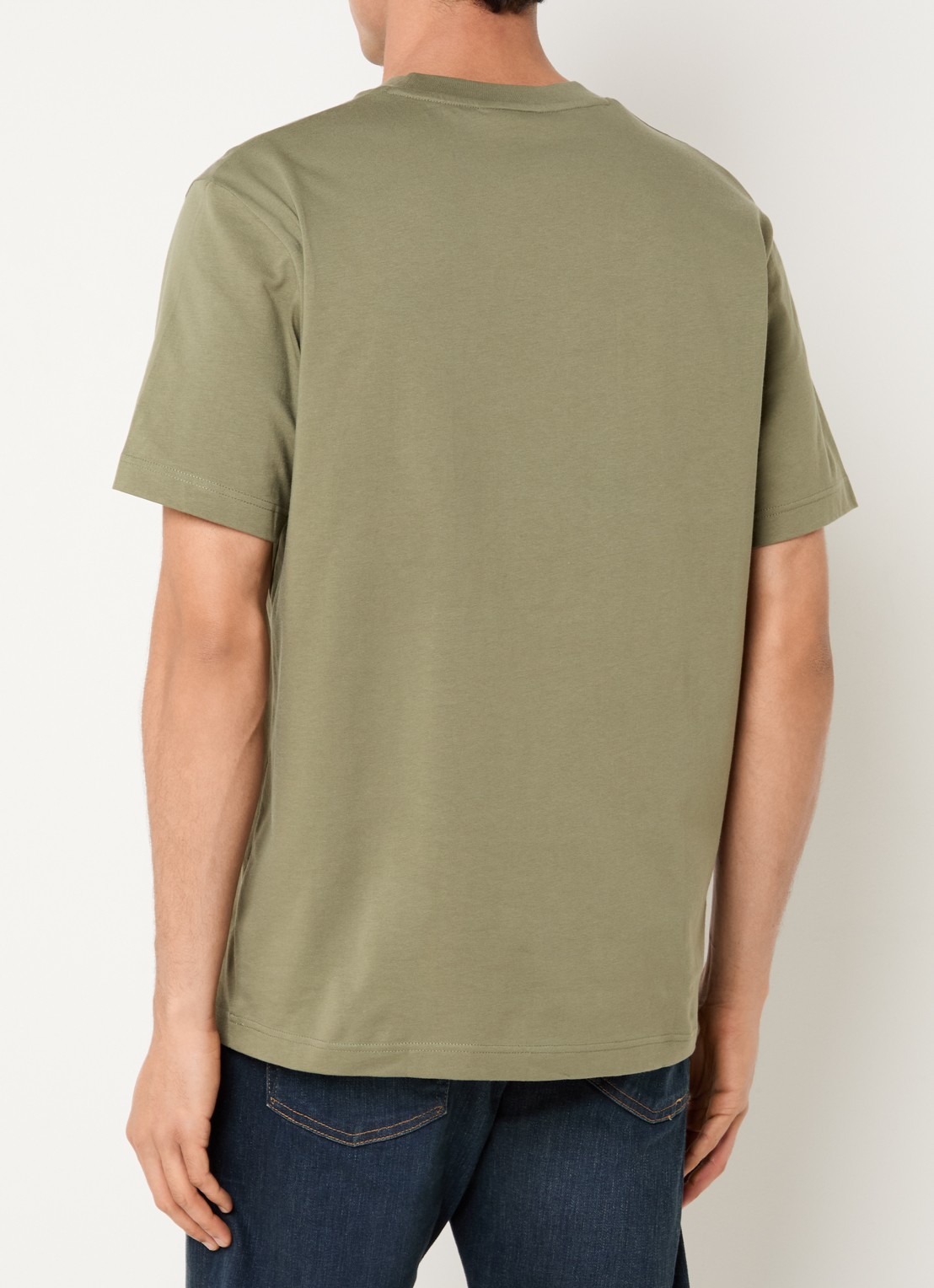 Lacoste T-shirt met logoborduring  - achterkant 3 olijfgroen