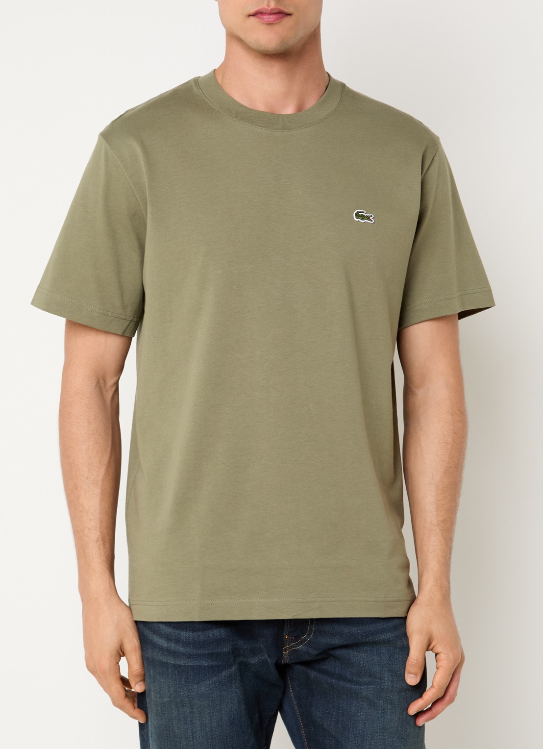Lacoste T-shirt met logoborduring  - detail 4 olijfgroen