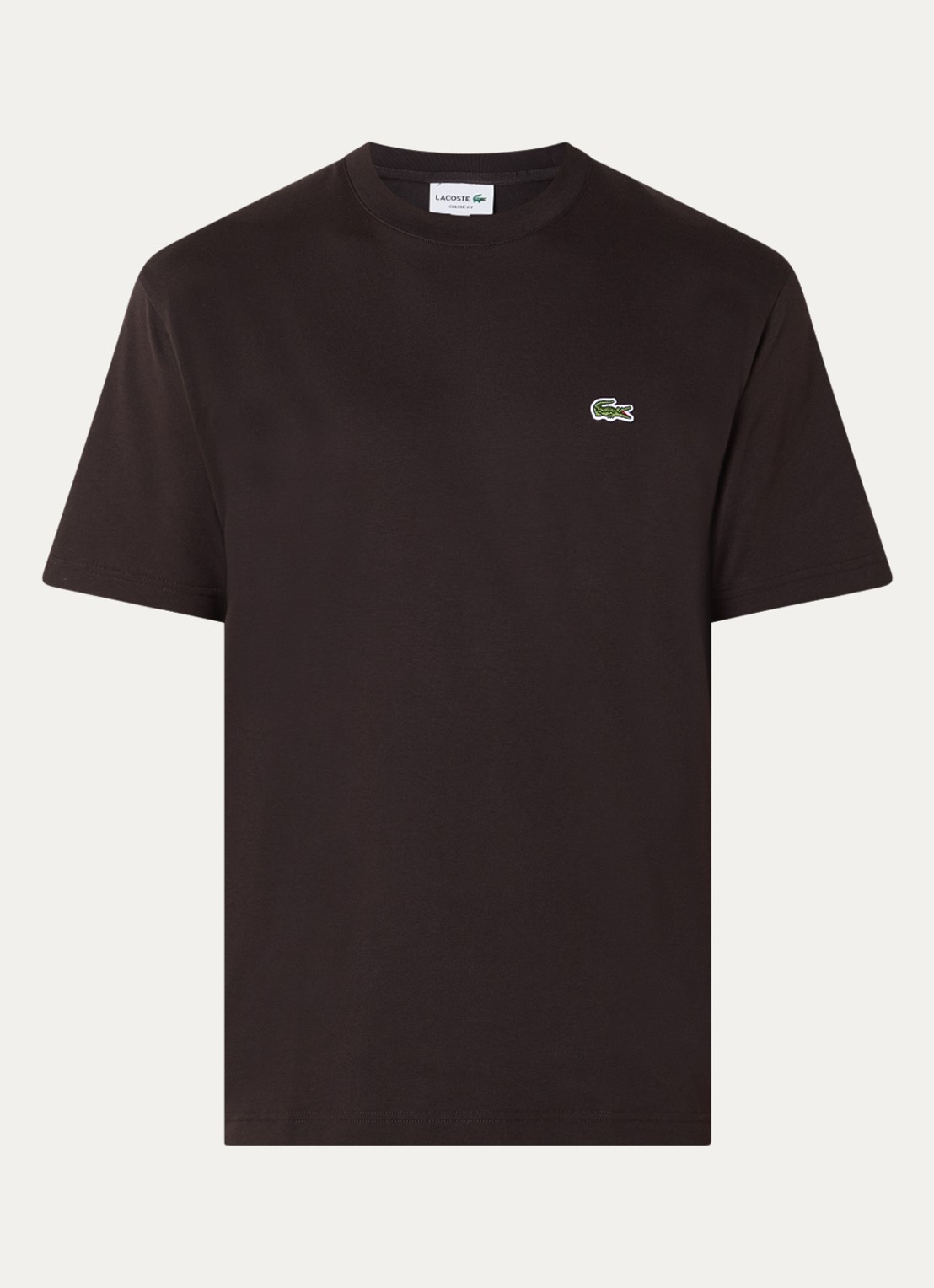 Lacoste T-shirt met logoborduring  - voorkant 3 buffle brown / bruin