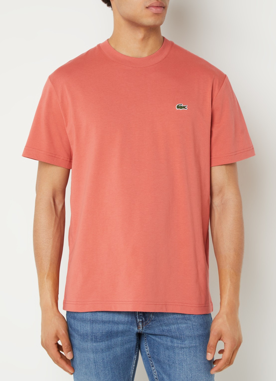 Lacoste T-shirt met logoborduring  - detail 3 koraalroze