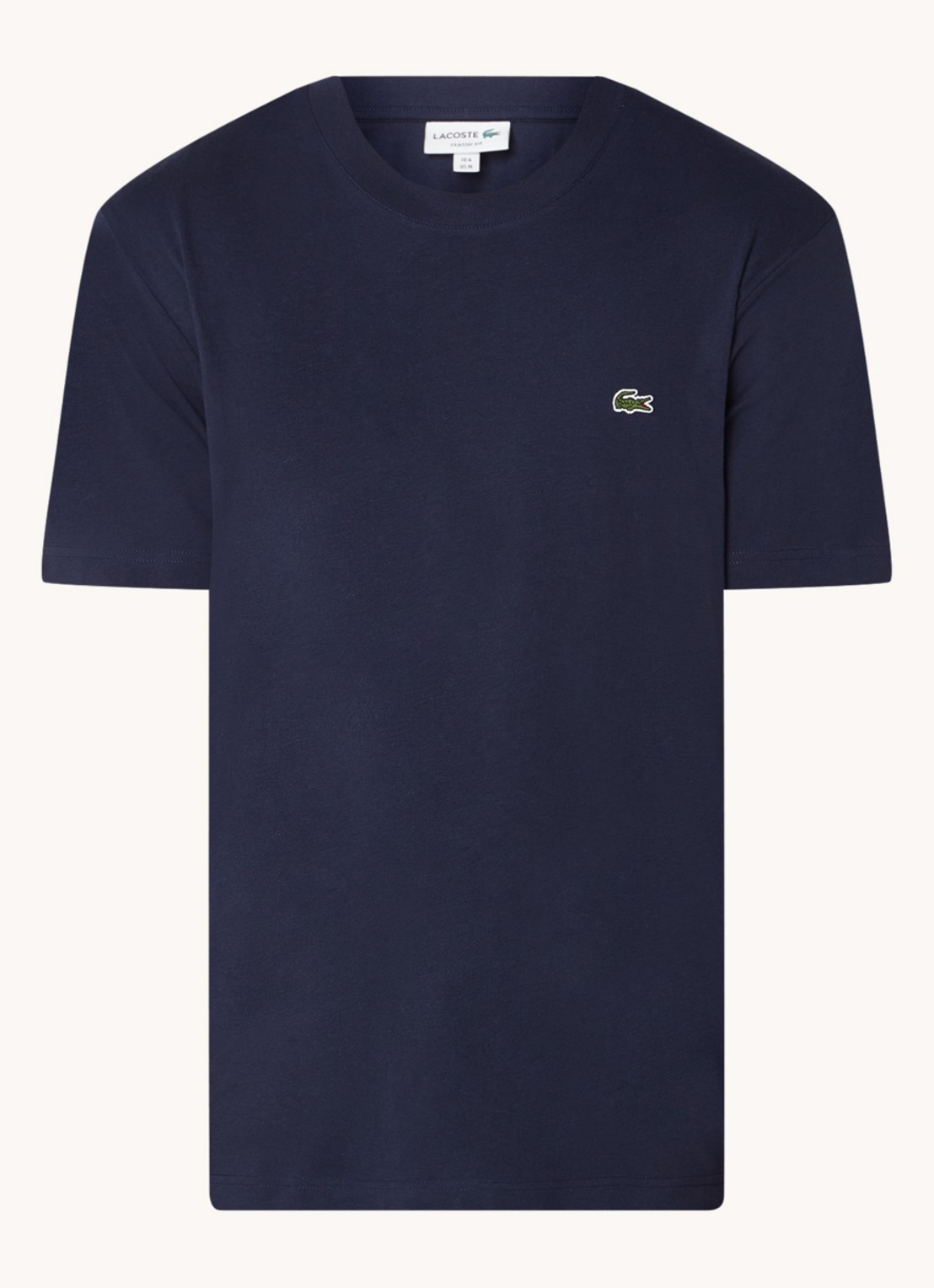 Lacoste T-shirt met logoborduring  - voorkant donkerblauw