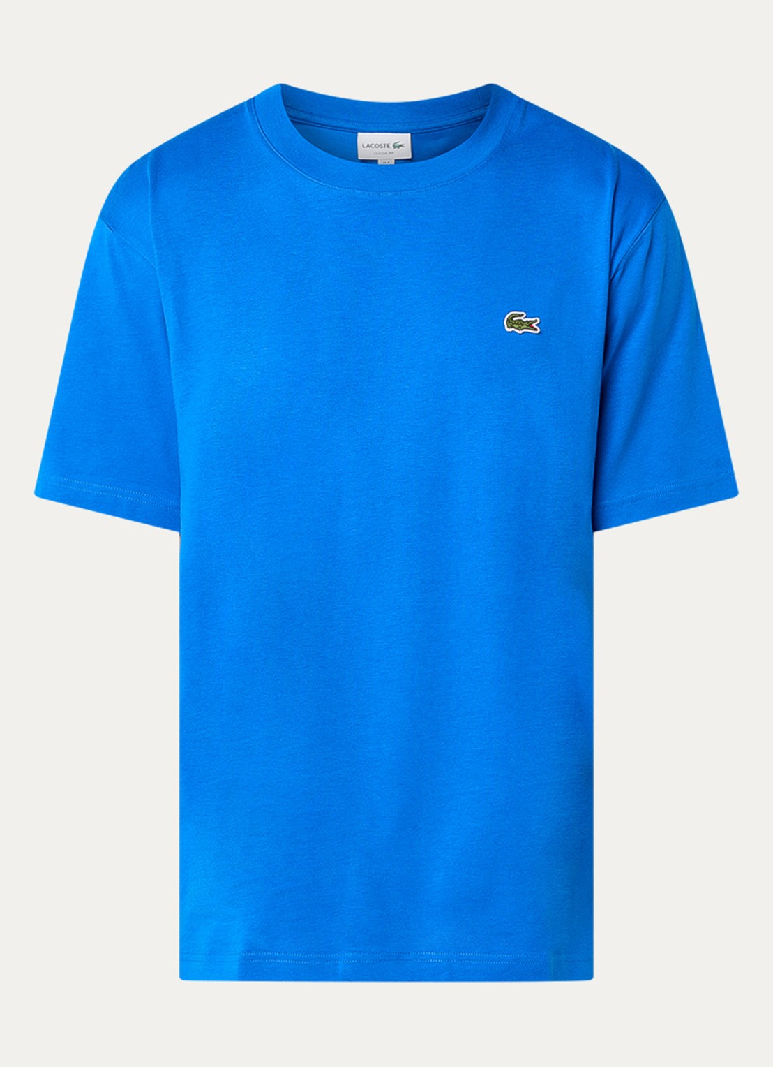 Lacoste T-shirt met logoborduring  - voorkant kobaltblauw