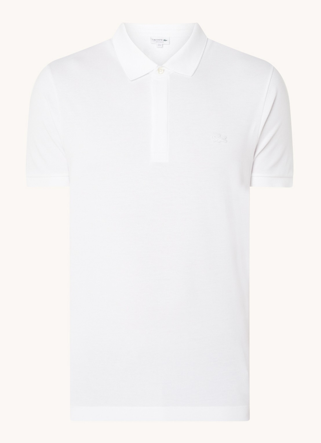 Lacoste Tone-On-Tone regular fit polo van piqué katoen - voorkant 2 wit