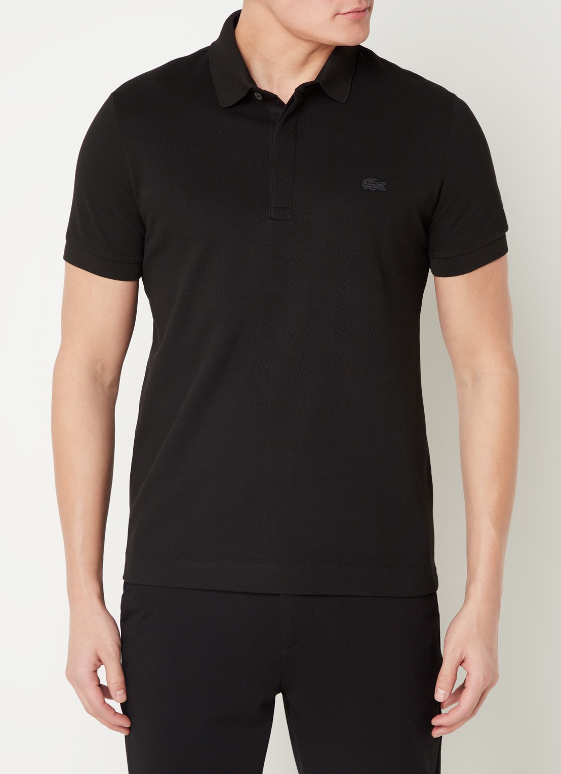 Lacoste Tone-On-Tone regular fit polo van piqué katoen - detail 2 zwart