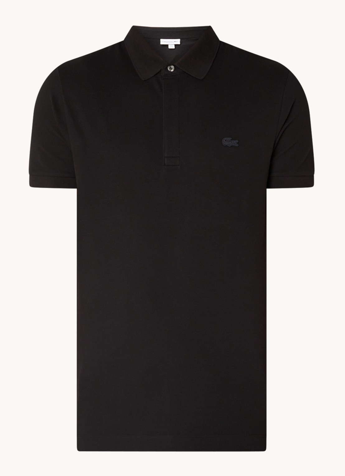 Lacoste Tone-On-Tone regular fit polo van piqué katoen - voorkant 3 zwart