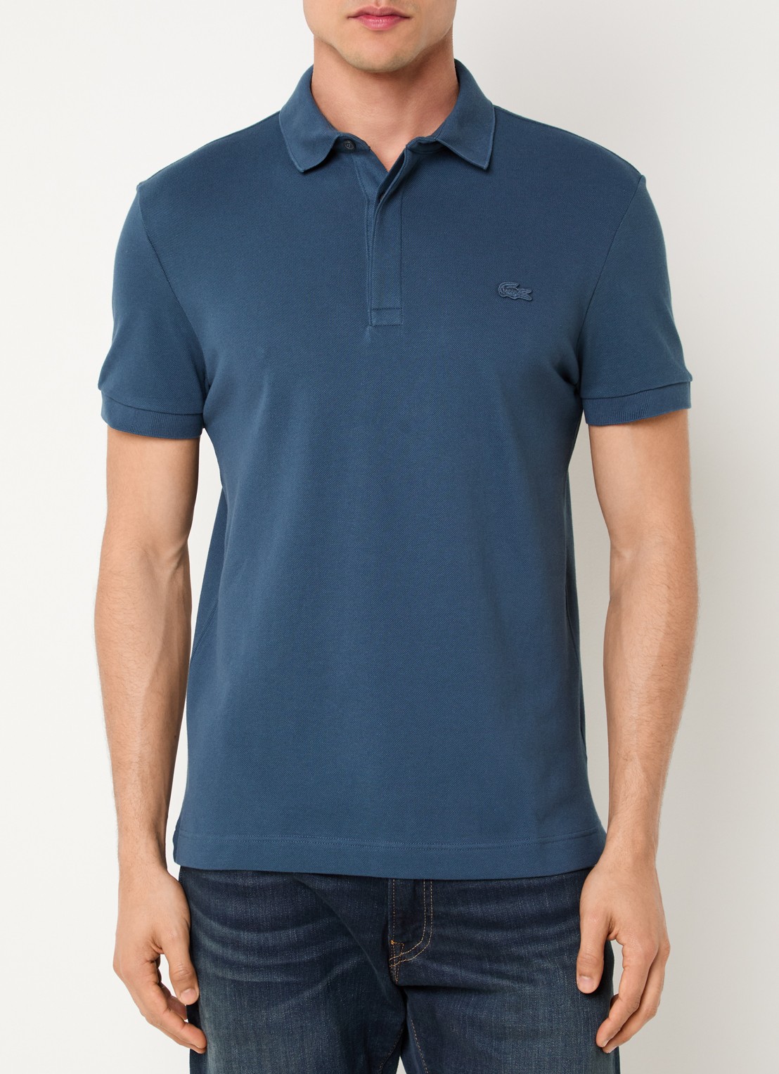 Lacoste Tone-On-Tone regular fit polo van piqué katoen - detail 4 petrol
