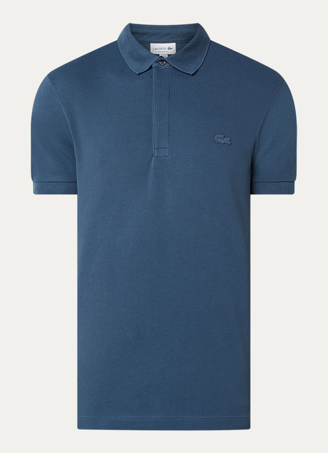 Lacoste Tone-On-Tone regular fit polo van piqué katoen - voorkant 2 petrol