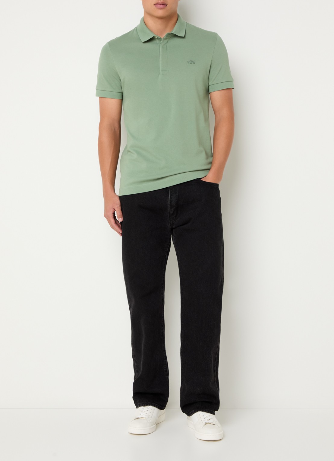 Lacoste Tone-On-Tone regular fit polo van piqué katoen - voorkant 4 groen