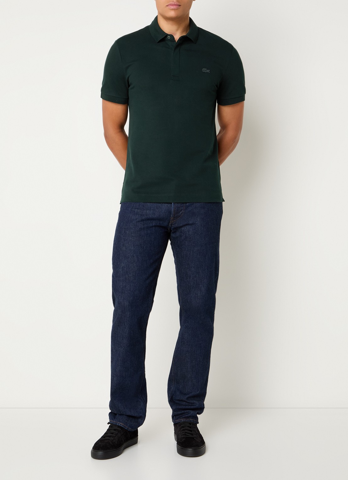 Lacoste Tone-On-Tone regular fit polo van piqué katoen - voorkant 2 groen