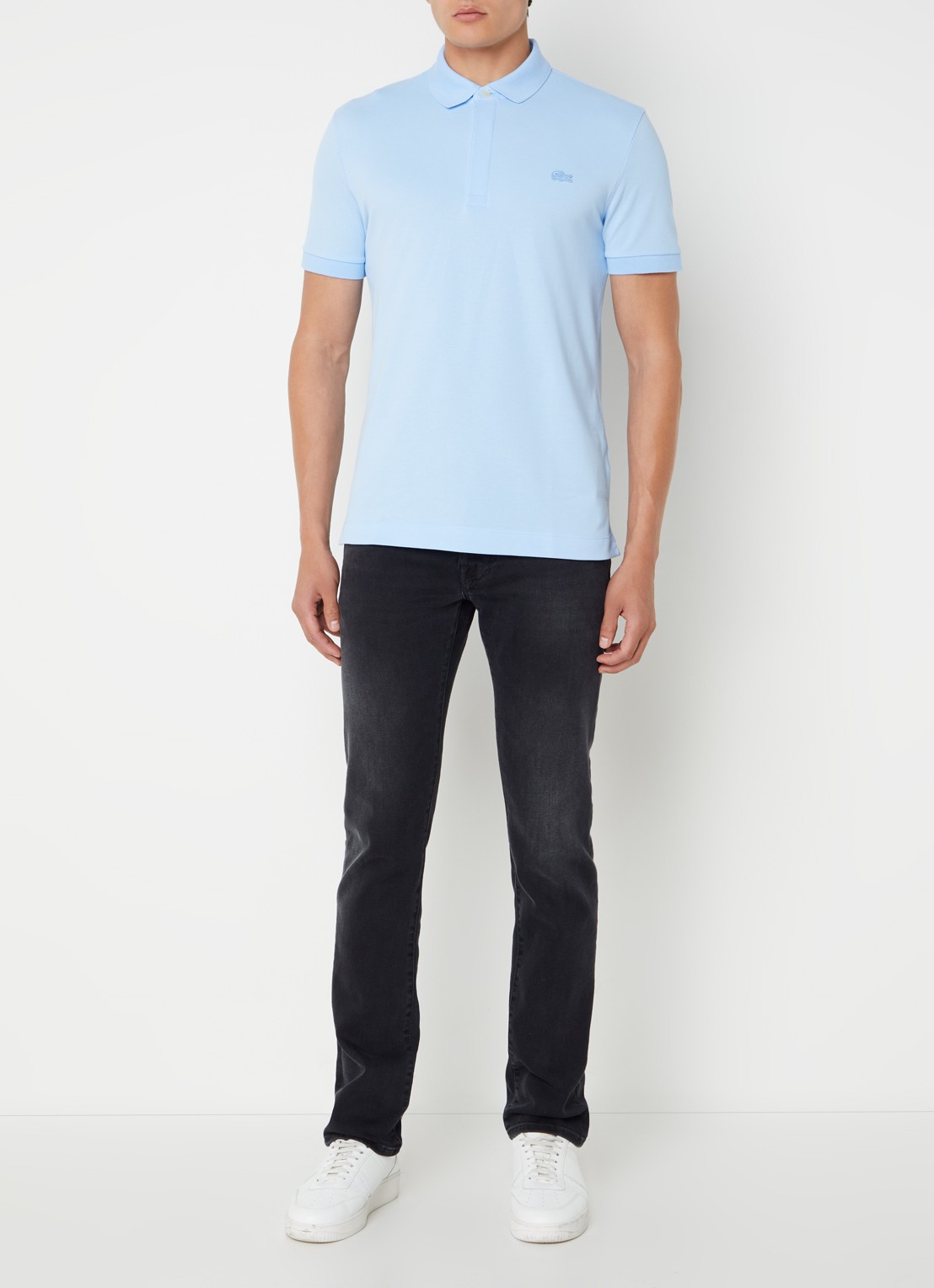 Lacoste Tone-On-Tone regular fit polo van piqué katoen - voorkant 4 mint