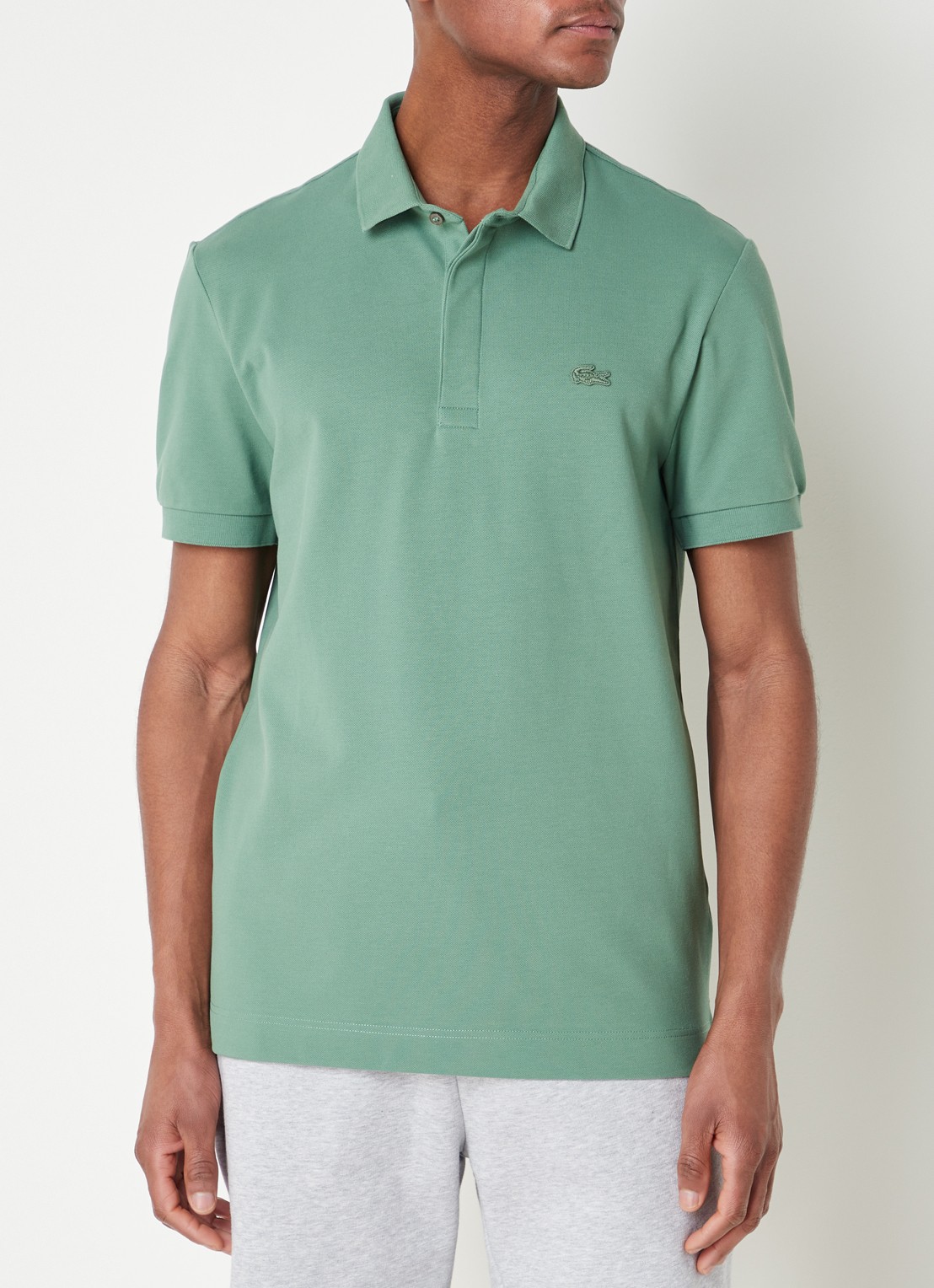 Lacoste Tone-On-Tone regular fit polo van piqué katoen - detail 2 olijfgroen