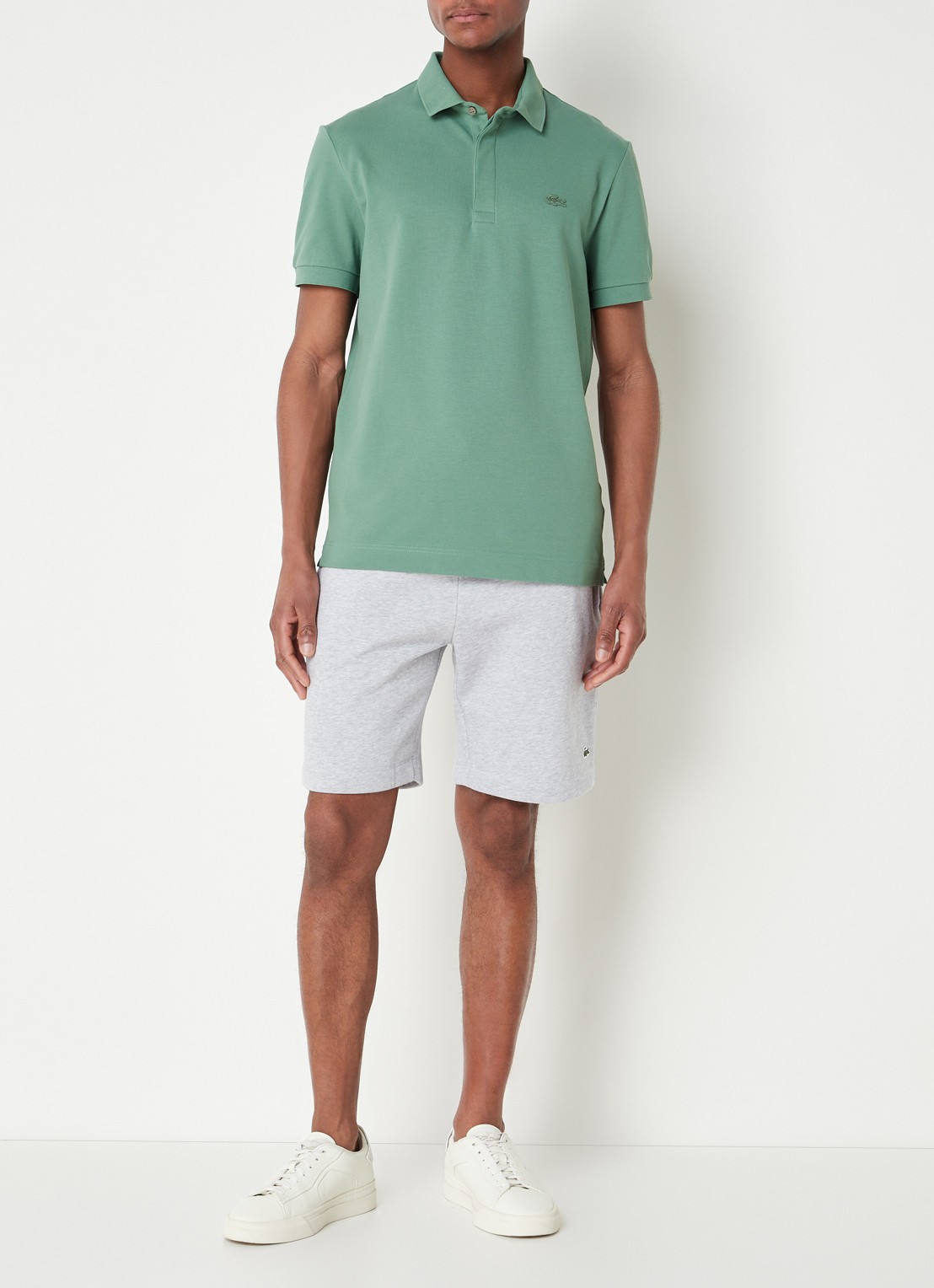 Lacoste Tone-On-Tone regular fit polo van piqué katoen - voorkant 4 olijfgroen