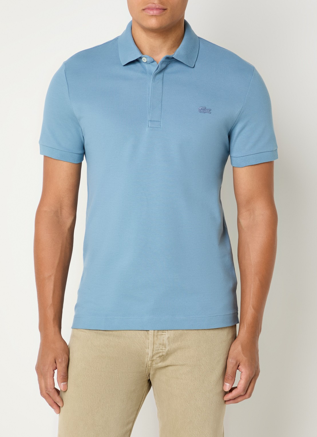 Lacoste Tone-On-Tone regular fit polo van piqué katoen - detail 2 blauw