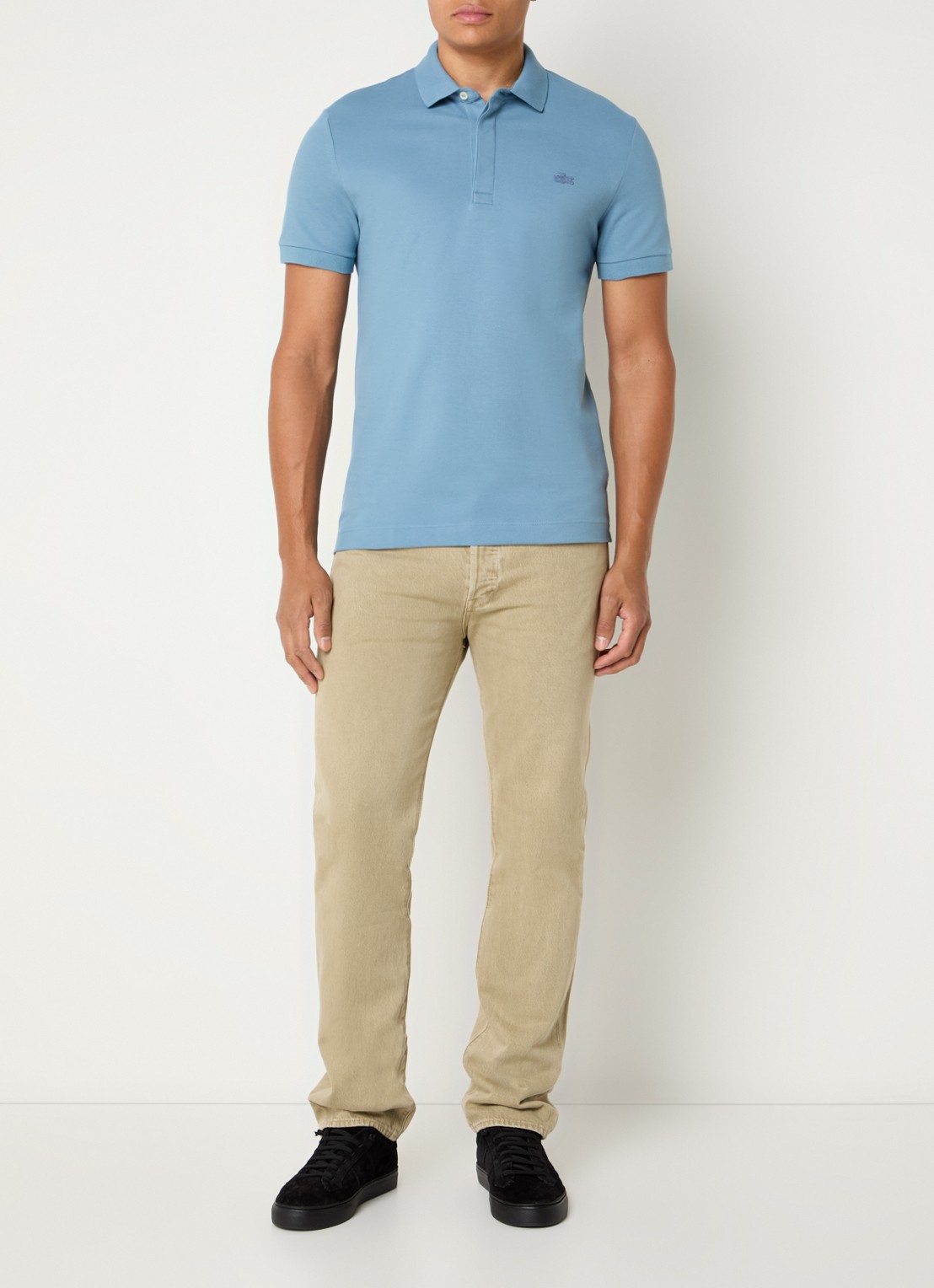 Lacoste Tone-On-Tone regular fit polo van piqué katoen - voorkant 4 blauw