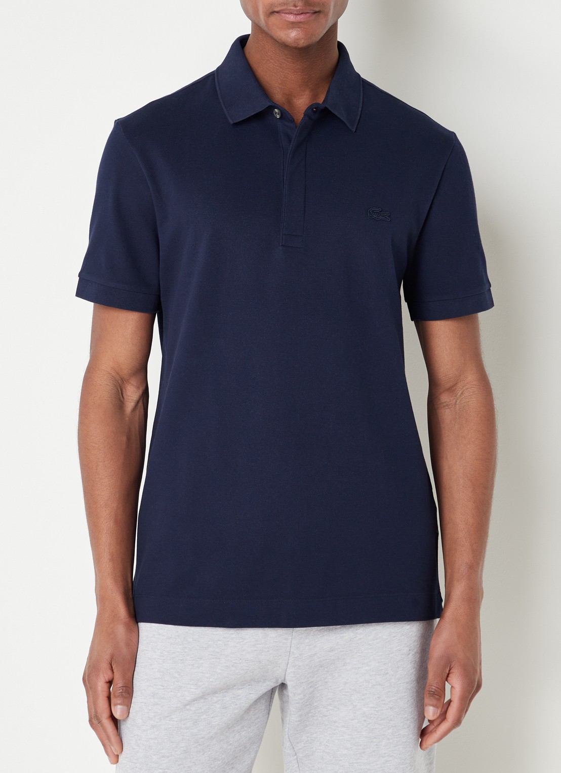 Lacoste Tone-On-Tone regular fit polo van piqué katoen - detail 2 donkerblauw