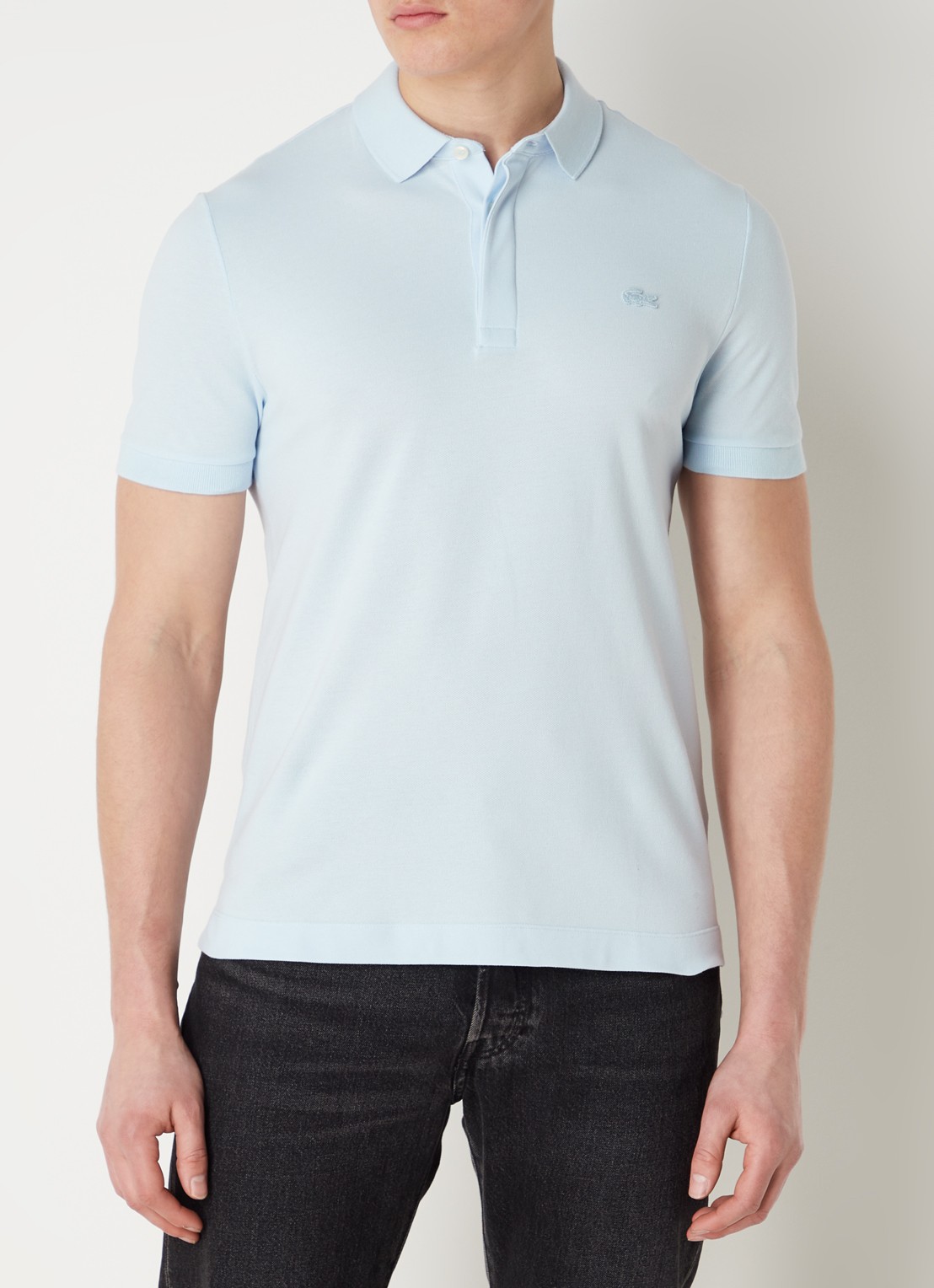 Lacoste Tone-On-Tone regular fit polo van piqué katoen - detail 3 lichtblauw