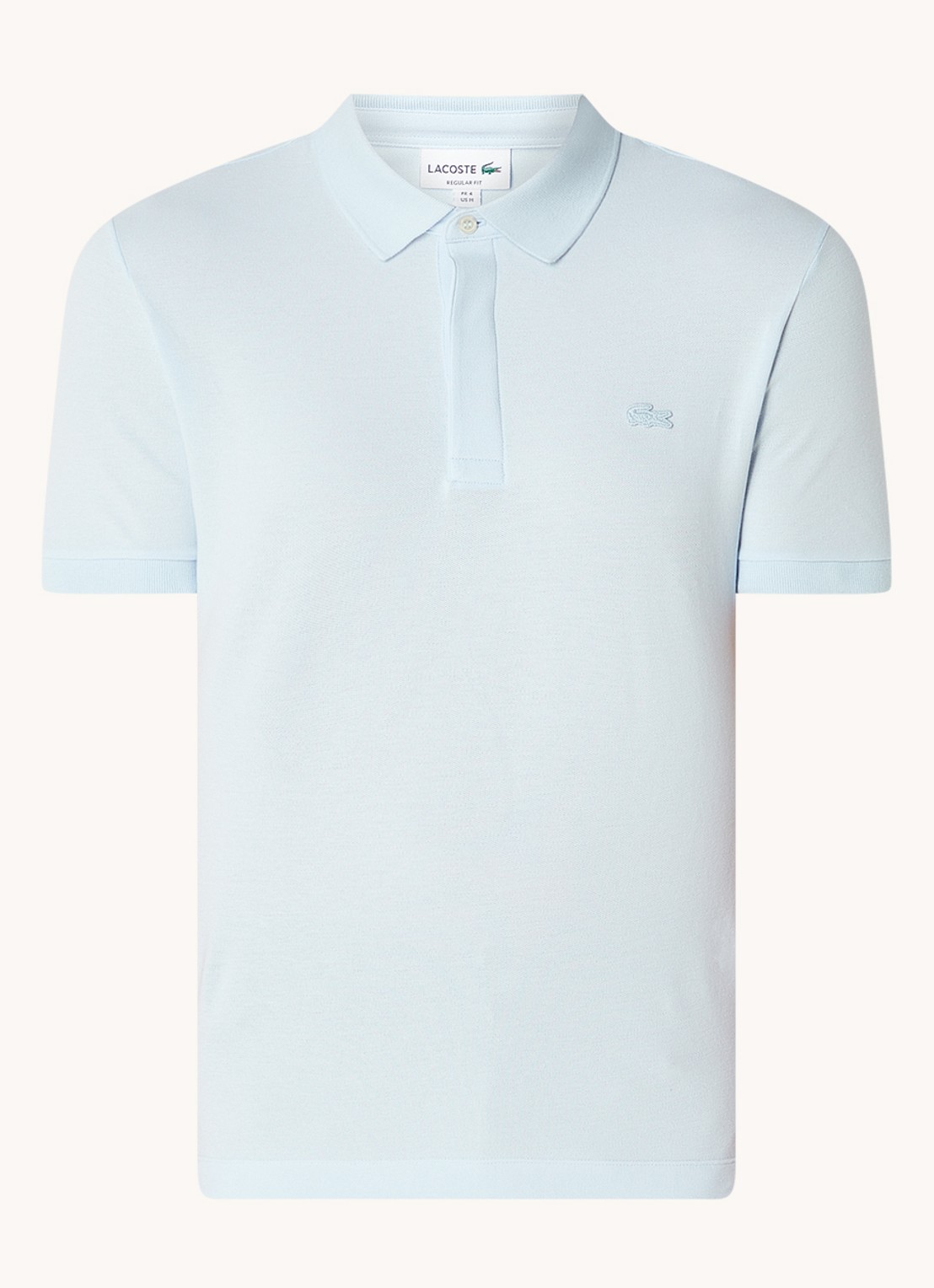 Lacoste Tone-On-Tone regular fit polo van piqué katoen - voorkant lichtblauw