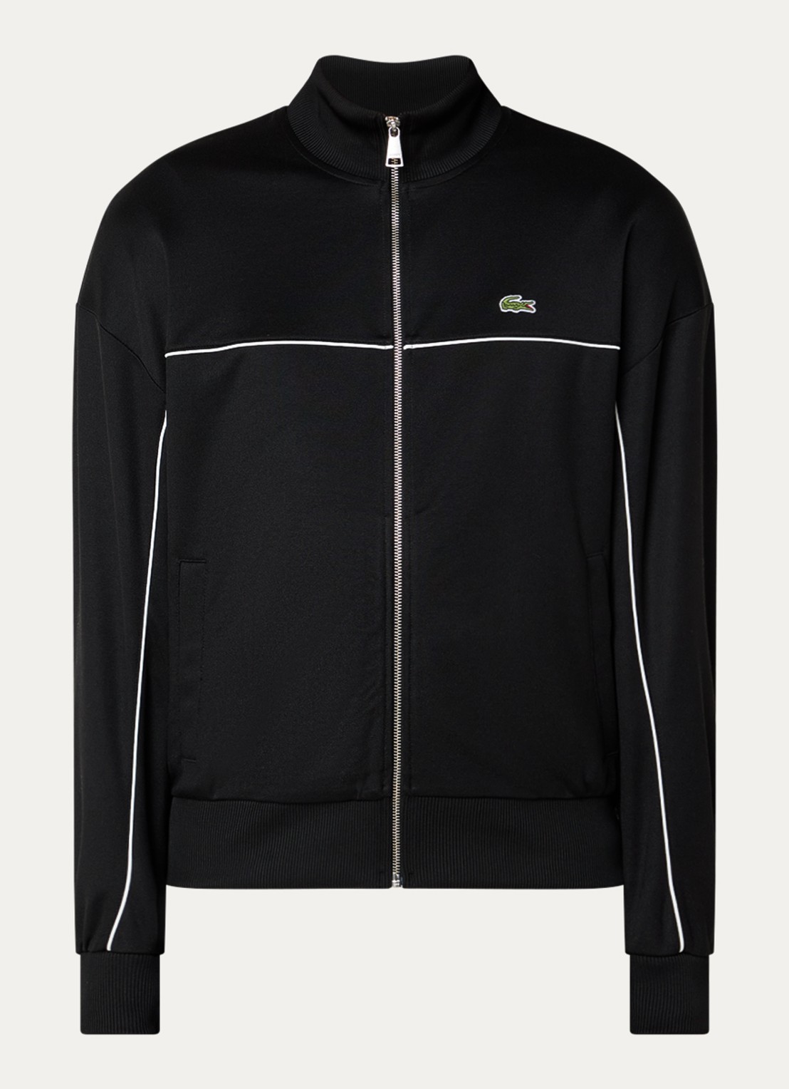 Lacoste Trackvest met logo en steekzakken - voorkant 3 zwart