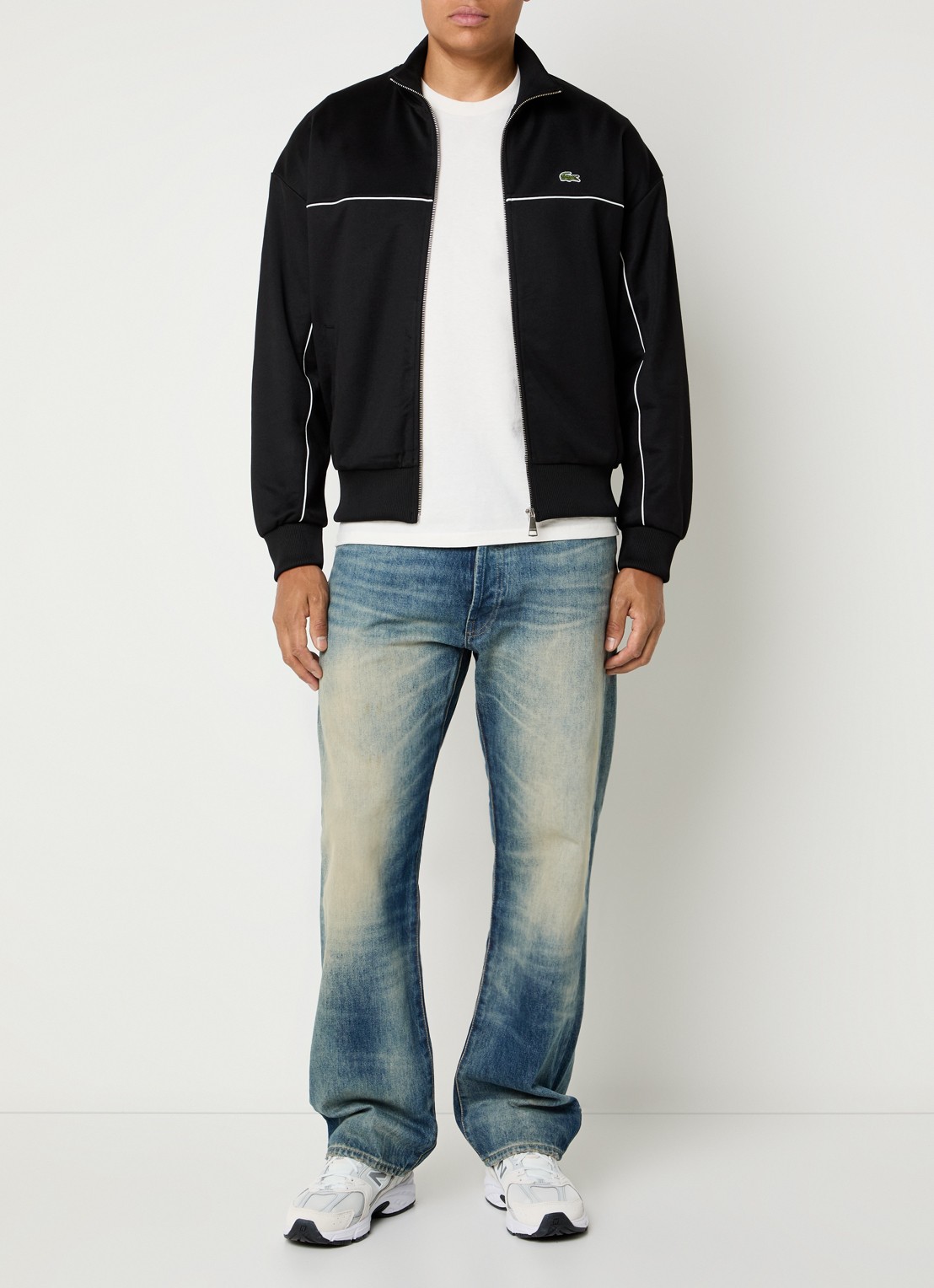 Lacoste Trackvest met logo en steekzakken - voorkant 4 zwart