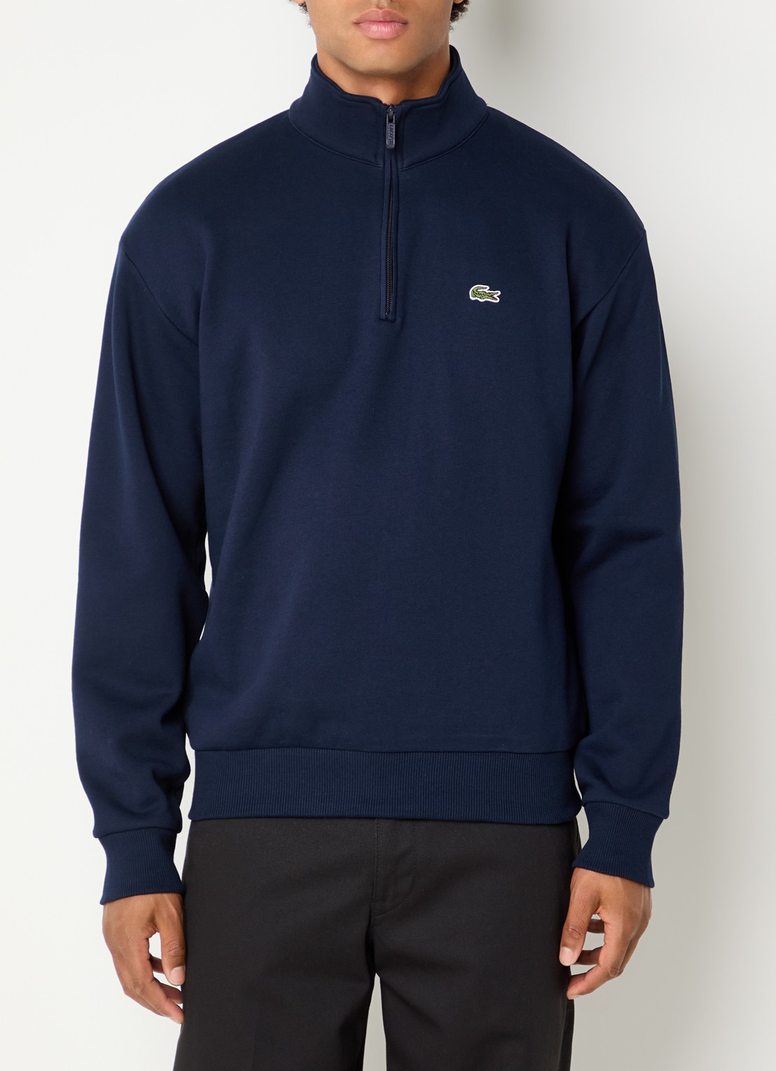 Lacoste Trui met halve rits - detail 4 donkerblauw
