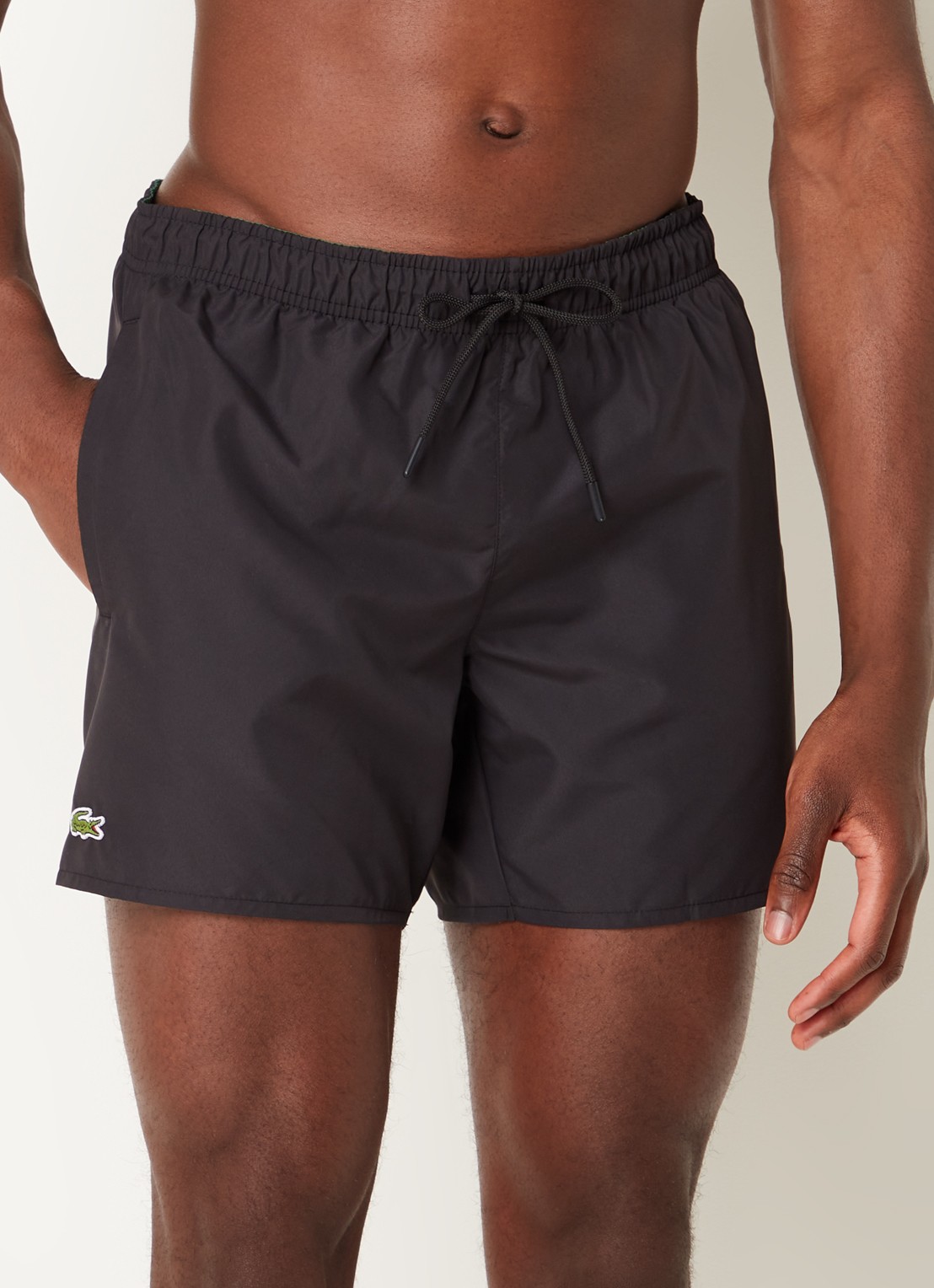 Lacoste Uni zwemshorts met logo en steekzakken - detail 3 zwart
