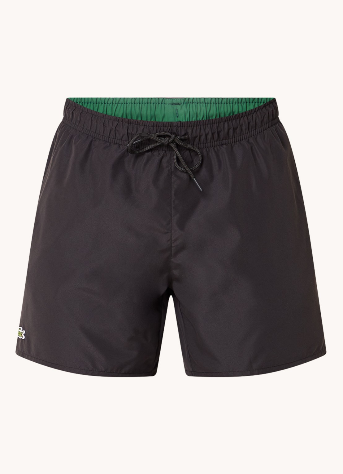Lacoste Uni zwemshorts met logo en steekzakken - voorkant zwart