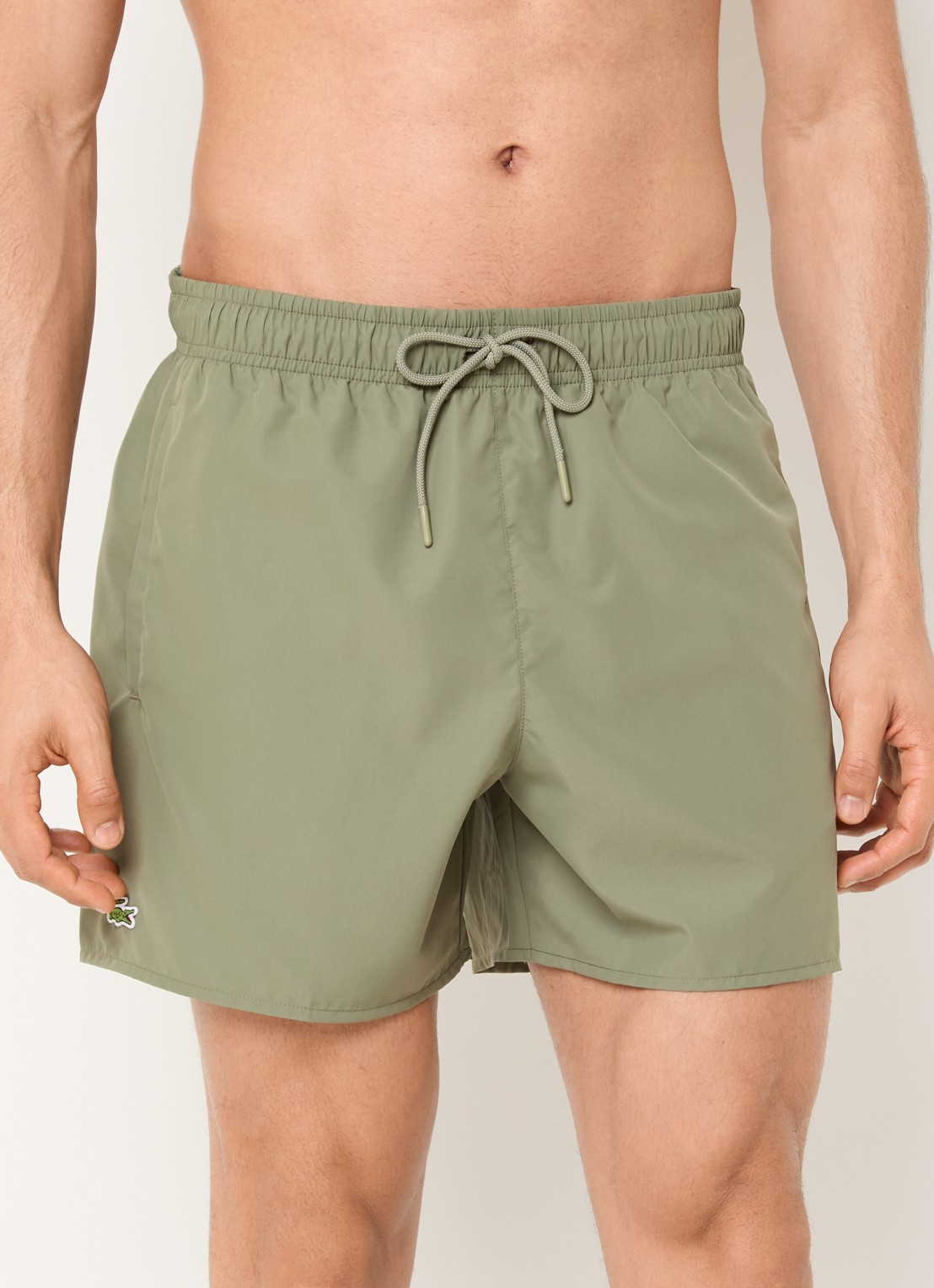 Lacoste Uni zwemshorts met logo en steekzakken - detail 3 khaki
