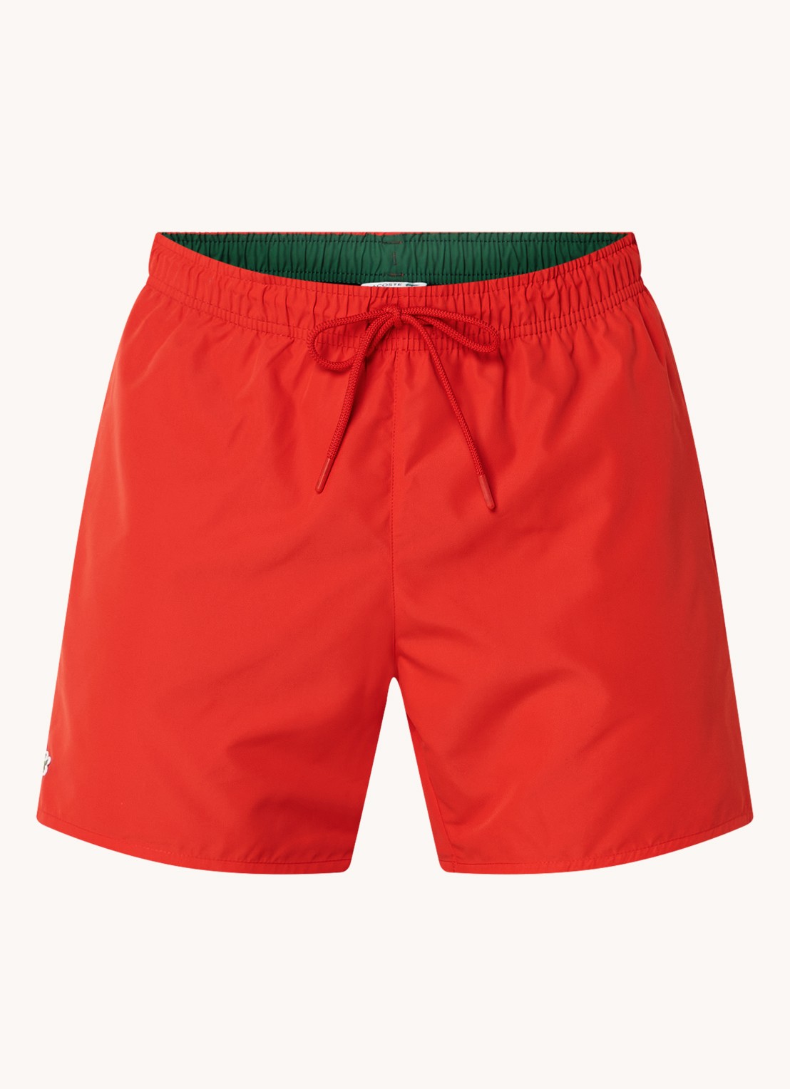 Lacoste Uni zwemshorts met logo en steekzakken - voorkant 3 steenrood