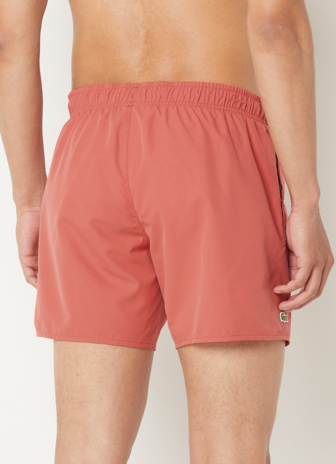 Lacoste Uni zwemshorts met logo en steekzakken - achterkant koraalroze