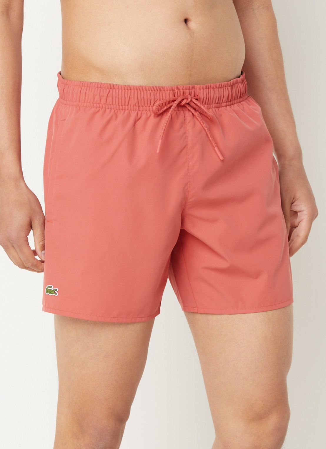 Lacoste Uni zwemshorts met logo en steekzakken - detail 4 koraalroze