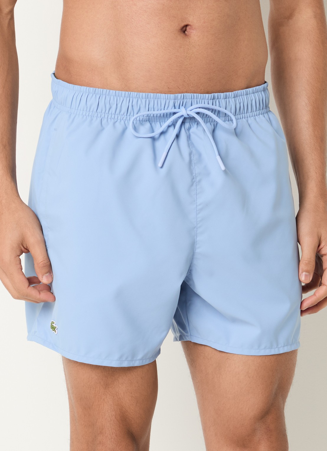 Lacoste Uni zwemshorts met logo en steekzakken - detail 4 lichtblauw