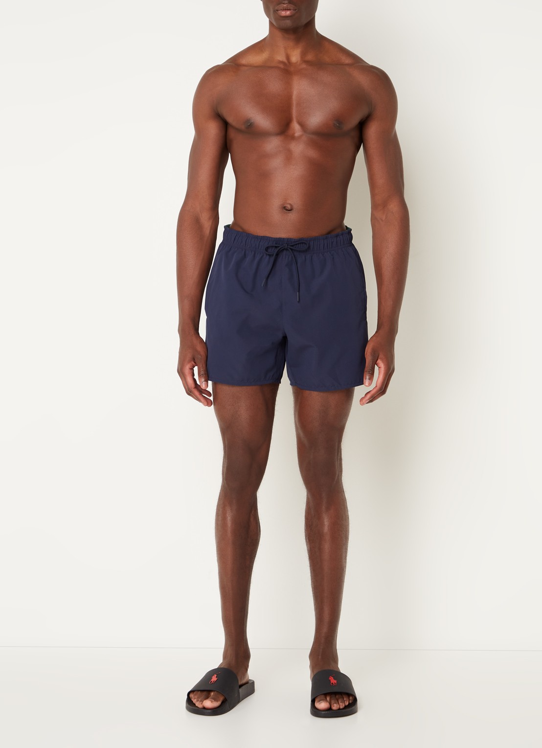 Lacoste Uni zwemshorts met logo en steekzakken - voorkant 3 royalblauw