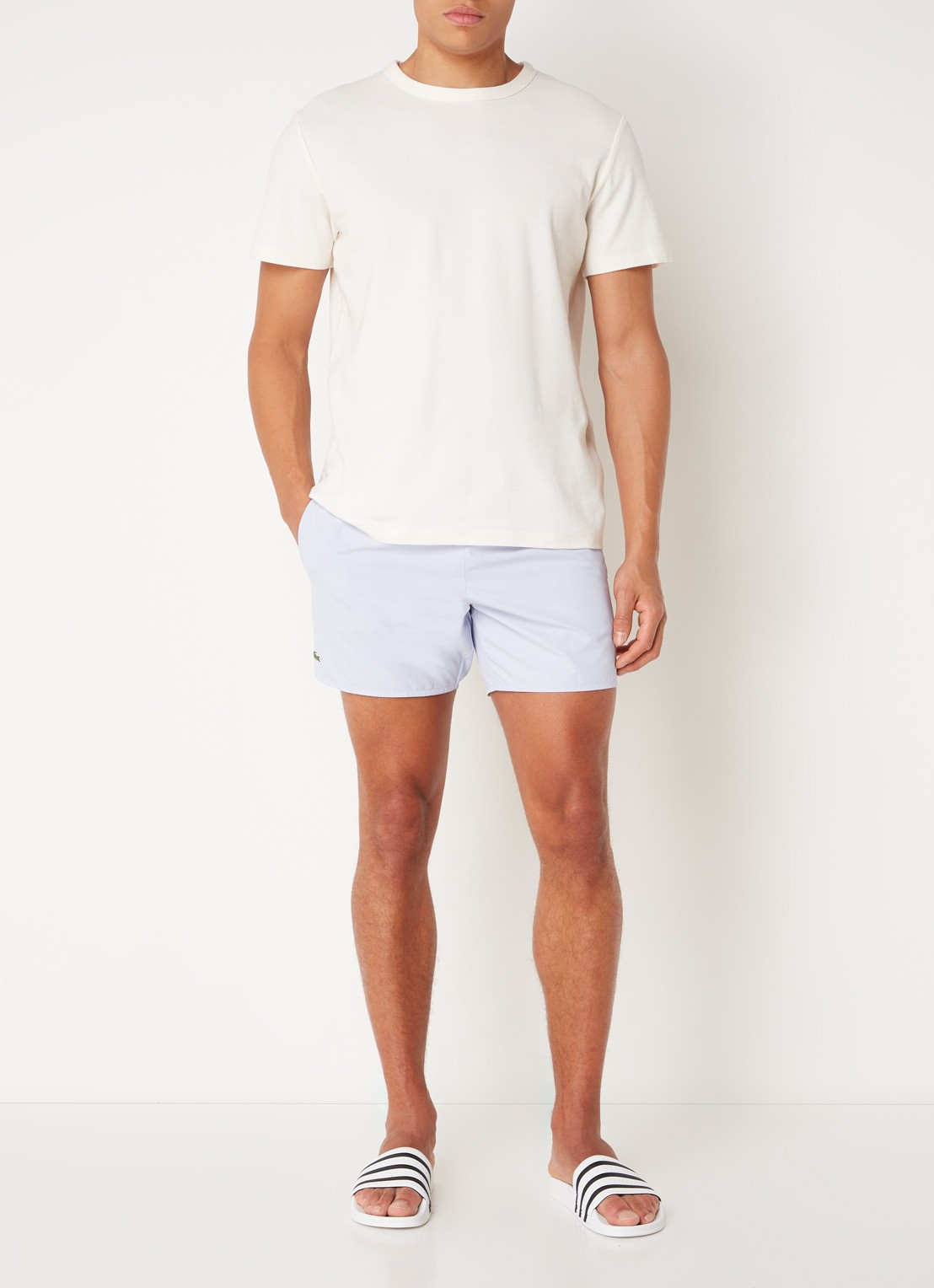 Lacoste Uni zwemshorts met logo en steekzakken - voorkant 2 lichtpaars