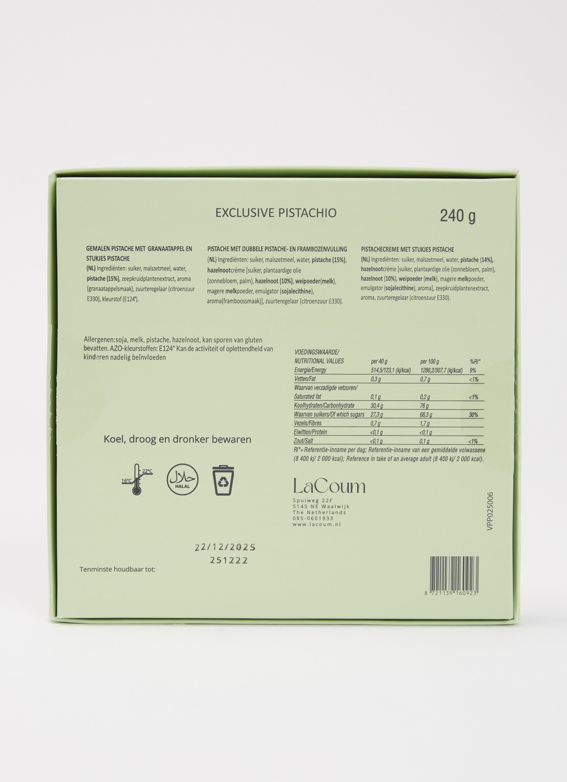 LaCoum Mediterrane pistache delicatessen giftbox 240 gram - voorkant 2 undefined