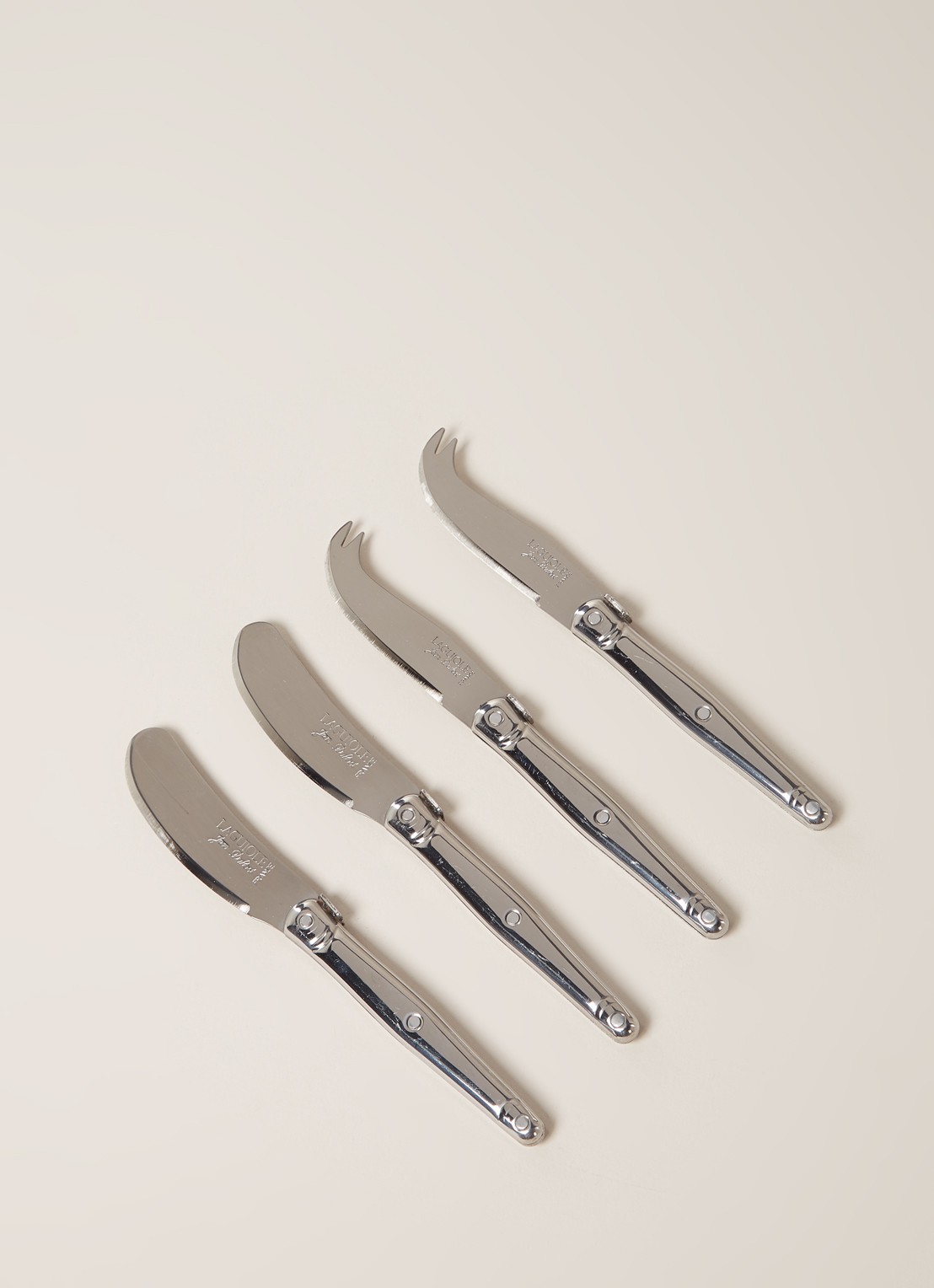 Laguiole Jean Dubost Boter- en kaasmes set van 4 - voorkant 2 zilver